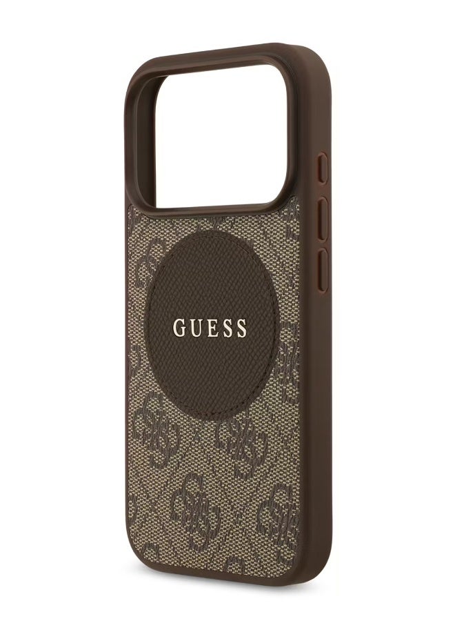 Guess MagSafe 4G PU Leather Case with Round Patch & Classic Logo for iPhone 17 Pro - Brown - Image 2